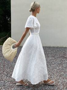 Livesso Nuovo outfit estivo da spiaggia per donne, set da 2 pezzi con blusa bianca e gonna