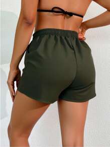 SHEIN Swim 女士泳裤，夏季时尚 - 軍綠色 - 查看 2