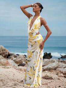 Opulessa Vestido de escote pronunciado y espalda descubierta romántico para vacaciones de mujer, estilo de vacaciones, de punto con estampado floral romántico, conjunto de ropa casual de verano para vacaciones, atuendo bohemio de playa para vacaciones, estilo bohemio chic, atuendos de fiesta y festival, ropa de playa para mujer, atuendos de verano para mujer, conjunto de graduación, artículos esenciales de playa, vestido amarillo mantequilla, atuendos de cumpleaños para mujer, artículos esenciales de playa, conjunto de aeropuerto para mujer, 4 de julio para mujer, conjunto de club, vestido de té, vestido de cumpleaños, vestido de verano, hombros descubiertos - Multicolor - Ver 7