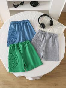 3件套时尚休闲男女幼儿儿童舒适针织七分裤 - 彩色 - 查看 2