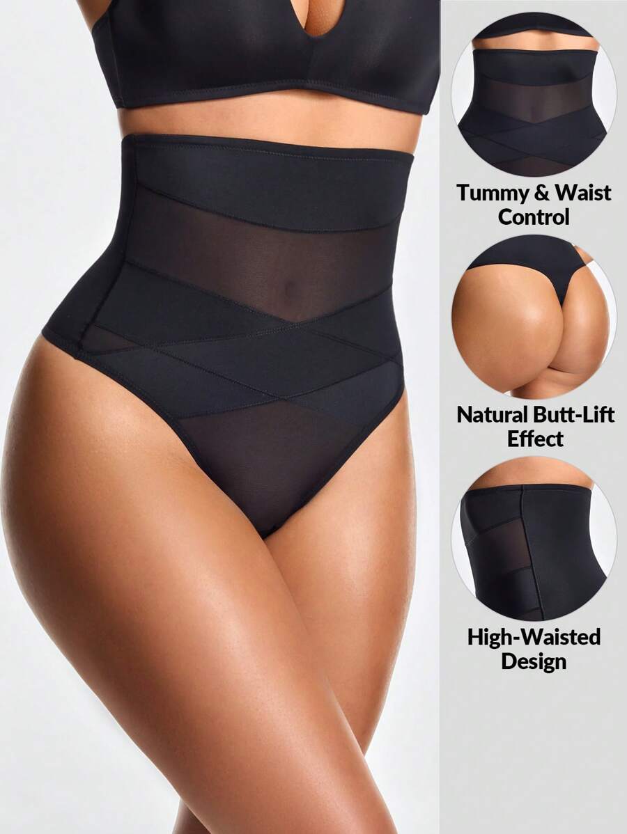 SHEIN Shape Body de mujer con Bottom moldeadora de cintura alta con parches de malla