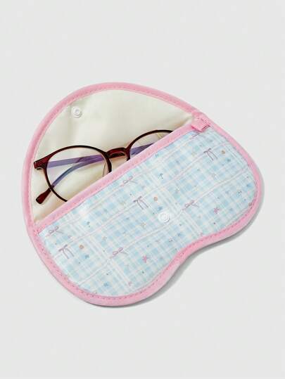 Kawaii Love-Shaped Cute Cat Band Pattern Anti-Pressure Compact Minimalist Protective Case Eyeglass Storage Pouch 848303