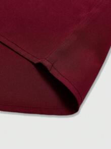 Manfinity Homme 男士休闲时尚短袖衬衫，修身小立领，复古图案设计，浪漫风格，适合度假、休闲场合、社交聚会、通勤、庆典、节日礼物 - 酒紅色 - 查看 5