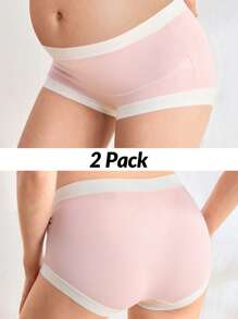 BloomMama 2 Packs Maternity High Waist Underwear Brief Pregnancy Soft Hipster Panties Over Bump - Multicolor - View 1