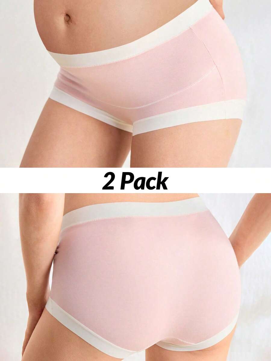 BloomMama 2 Packs Maternity High Waist Underwear Brief Pregnancy Soft Hipster Panties Over Bump - Multicolor - View 1