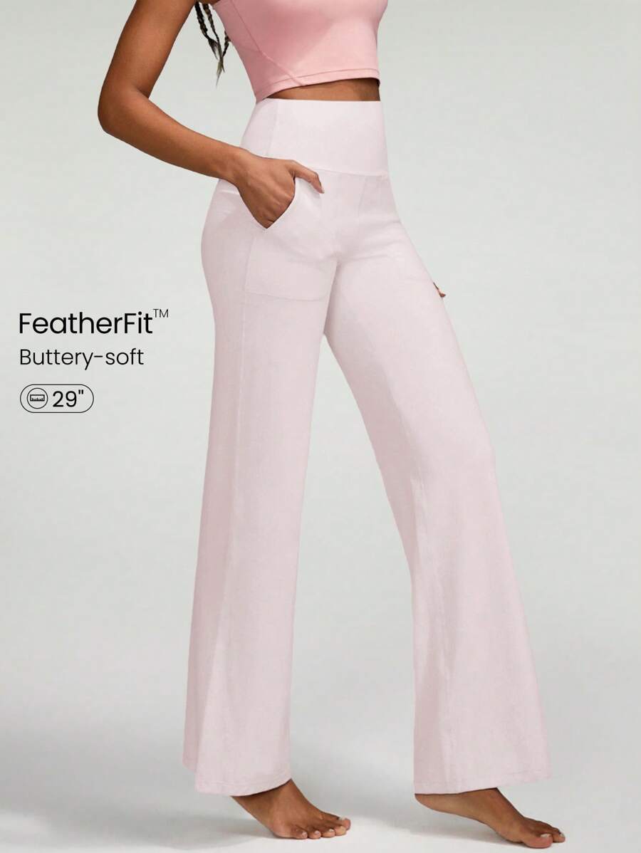 GLOWMODE 29" FeatherFit™ Ease Into It Wide Leg Ultra High-Waist Leggings With Pocket Fall Fall Winter