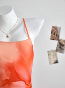 SHEIN 少女时尚夏季度假大号花卉印花吊带裙 - 彩色 - 查看 5