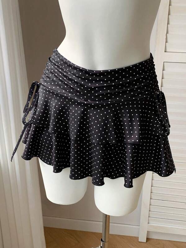 Comfortcana Fusta mini cu tiv cu volane, casual, pentru femei, vara