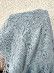 Modelyn 女士花卉蕾丝前系带短袖修身优雅 T 恤