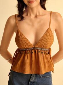 CAJUNI 流苏带装饰女式背心