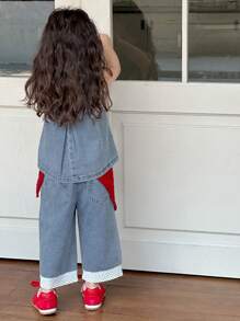 DAZY Young Girls Denim Two Pieces Outfits - Medium Wash - View 2