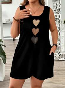 EMERY ROSE Mono informal con estampado de textura en forma de corazón, de talla grande - Multicolor - Ver 3