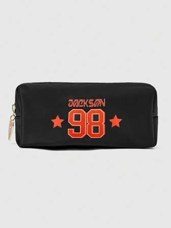 Grunge Punk Bolsa de maquillaje compacta, estuche de papelería, bolsa de cosméticos con diseño de números y letras en estilo minimalista y chic - 1428700