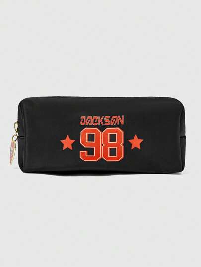 Grunge Punk Chic Minimalist Number & Letter Pattern Compact Makeup Bag, Stationery Pouch, Cosmetic Bag - 1428700