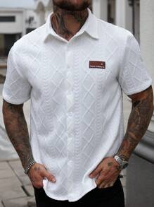 Manfinity CasualCool Camisa casual de manga corta de un solo abotonadura para hombre, versátil para el verano