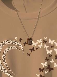 INAWLY Camiseta gráfica con estampado de mariposa y corazón con cintura ceñida, nuevos lanzamientos de verano para mujer - Caqui - Ver 5