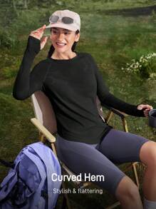 In My Nature In My Nature Camiseta de verano para mujer con abertura para el pulgar, panel de malla, para yoga, pilates, deportes, running, fitness, morada, transpirable y elástica para ropa de senderismo