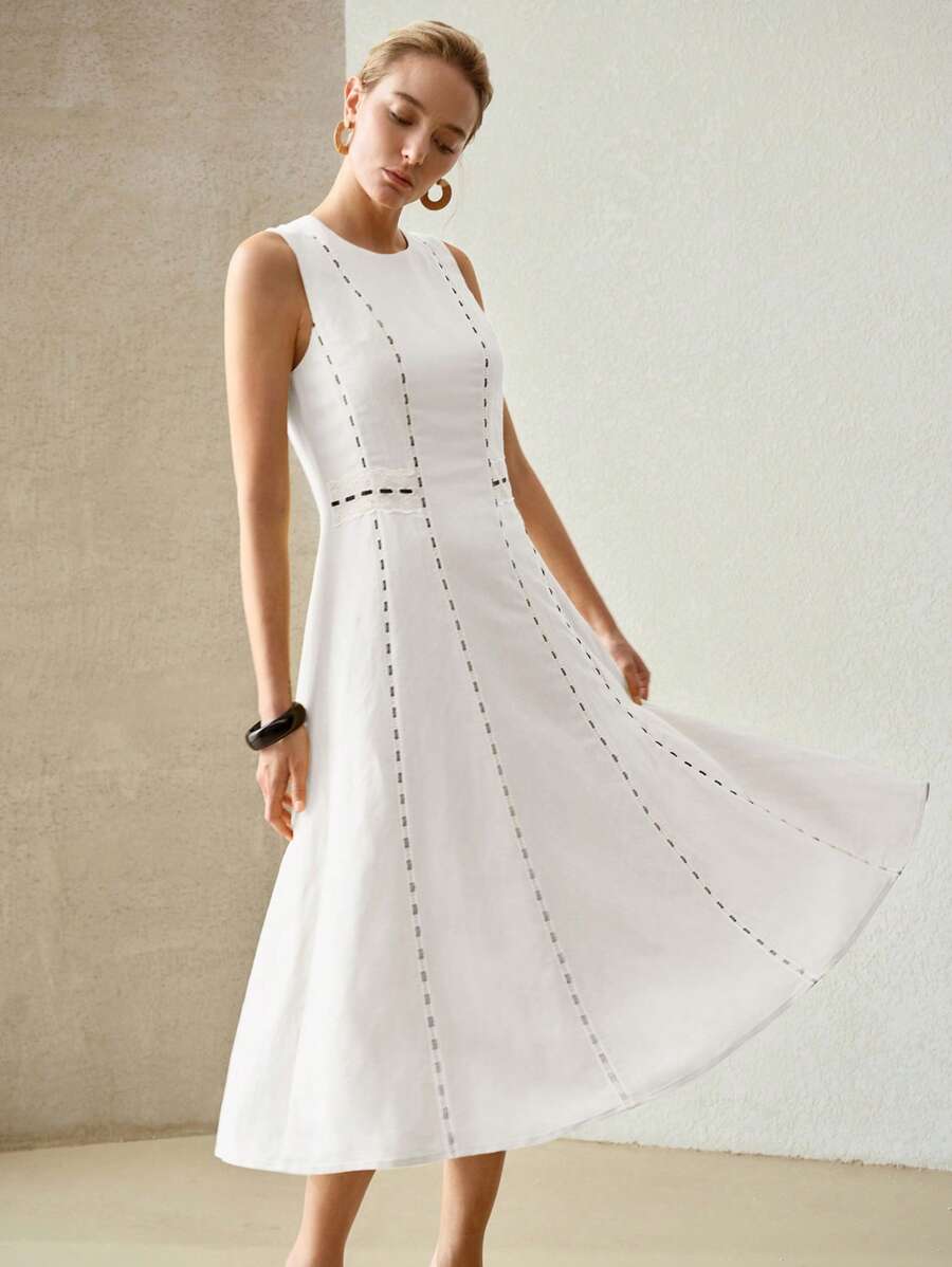 MOTF PREMIUM LINEN CONTRAST TRIM DRESS