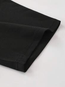 ROMWE MEN Street Life 男士复古街头风格抽象轮廓热图印花短袖T恤，适合夏季 - 黑色 - 查看 6