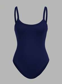 SHEIN EZwear 3 件女式黑色、白色、深蓝色紧身休闲吊带背心连体衣，适合夏季 - 彩色 - 查看 6