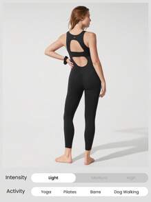 GLOWMODE Body con copas desmontables, estilo Mono, de 24" FeatherFit™-Air con efecto trasero realzador, para yoga de bajo impacto, pilates, uso diario casual