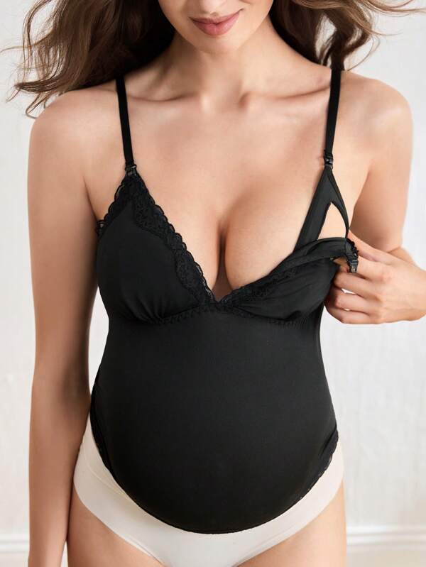 SHEIN BloomMama Umstandsunterwäsche Top mit Spitzeneinsätzen