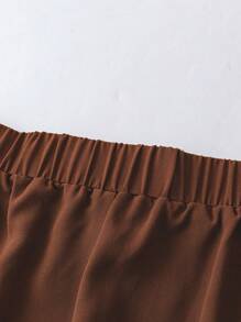 SHEIN LUNE Set da 3 pezzi taglie forti: Kimono marrone aperto, canottiera e pantaloncini - molteplici modi per indossarlo