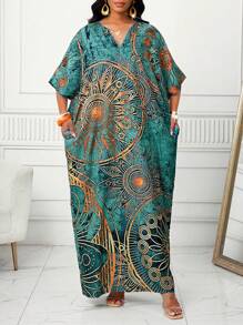 SHEIN Lady V 领长袖纯色拼布宽松休闲连衣裙长袍万圣节服装万圣节服装女士度假服装女士沙滩装海滩度假沙滩裙婚礼宾客礼服女士商务休闲舞会礼服生日和活动礼服/办公室礼服/教堂礼服/婚礼礼服/节日礼服/非洲女装 - 彩色 - 查看 6