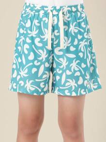 SUMWON Palm Tree Hawaiian Vacation Summer Holiday Shirt Set Tropical Beach Island Surf Style Kids Boys Youth Co-Ord