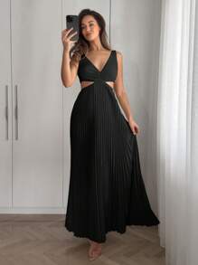 Firerie 优雅浪漫时尚通勤性感优雅风格连衣裙，适合派对、度假、返校、浪漫约会和婚礼生日，女士长裙 - 黑色 - 查看 5