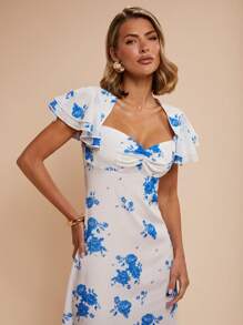 COSMINA Women Floral Print Long Dress - Baby Blue - View 6