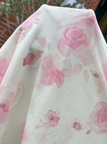 SHEIN 孕妇优雅花卉印花无袖紧身连衣裙 - 粉色 - 查看 5