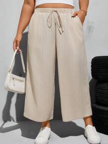 Shapeblank 大码女士夏季宽松舒适休闲裤，七分裤，两件套，夏季高腰阔腿裤，宽松舒适休闲裤 - 彩色 - 查看 7