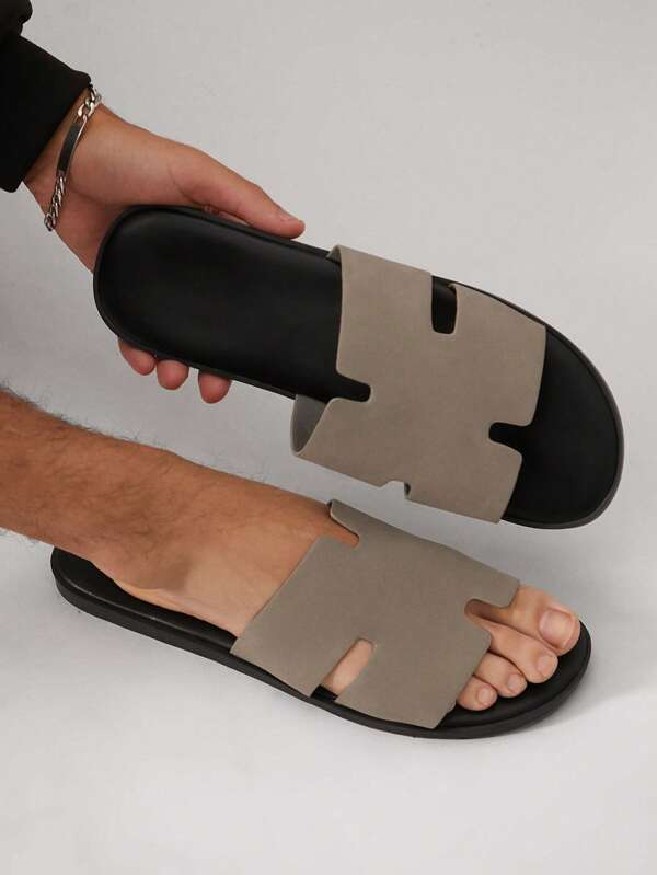SHUZIA Herren Verstärkte PU rutschfeste strapazierfähige bequeme Slide Sandalen