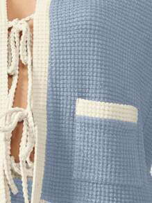 MISSGUIDED Váy Maxi Hai Mảnh Dệt Kim Họa Tiết Waffle Đi Nghỉ Dưỡng Trang Phục Có Ren Phía Trước Và Viền Tương Phản Mùa Hè Dài Xuân - Màu xanh lam - Xem 5