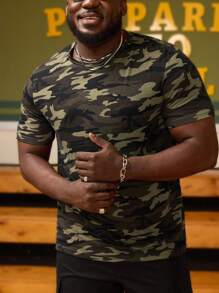 EASEVO Men Plus Size Casual Camo Print Short Sleeve Tee, For Going Out, Summer - Multicolor - View 5