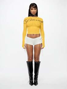 SUMWON WOMEN 长袖网眼短款上衣时尚生活轻盈合身弹力休闲日常分层基本款秋季春季