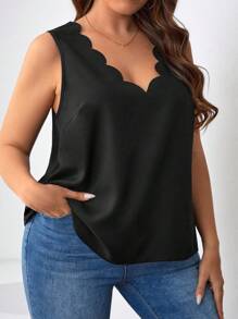 SHEIN VCAY Bluse mit Bogenkante, - Schwarz - Übersicht 1