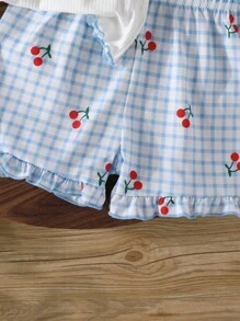 SHEIN Vintaside Kids Bộ trang phục mùa hè cho bé gái và bé trai 2 món - Áo thun cổ tròn tay ngắn kết hợp với quần short màu trơn - Nhiều màu - Xem 6