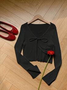 Comfortcana Femmes Cardigans Décontractés Couleur Unie Manches Longues Légers - Noir - Voir 7
