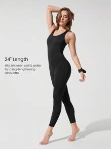 GLOWMODE Body con copas desmontables, estilo Mono, de 24" FeatherFit™-Air con efecto trasero realzador, para yoga de bajo impacto, pilates, uso diario casual