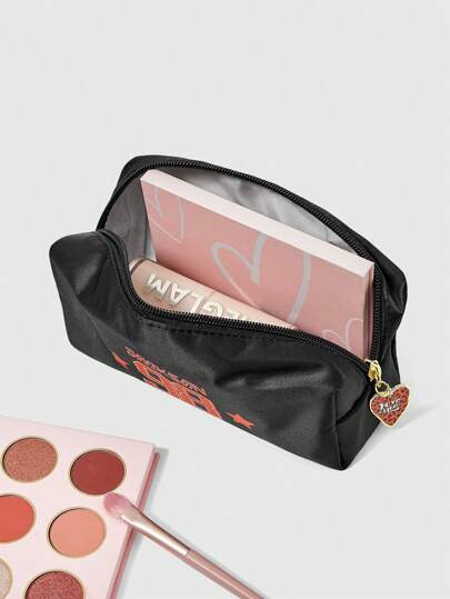 Grunge Punk Bolsa de maquillaje compacta, estuche de papelería, bolsa de cosméticos con diseño de números y letras en estilo minimalista y chic - 1428700