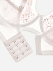 LUVLETTE 女士刺绣优雅内衣全罩杯聚拢透气钢圈性感无衬里网眼蕾丝文胸白色缩小胸罩新娘内衣 - 白色 - 查看 15