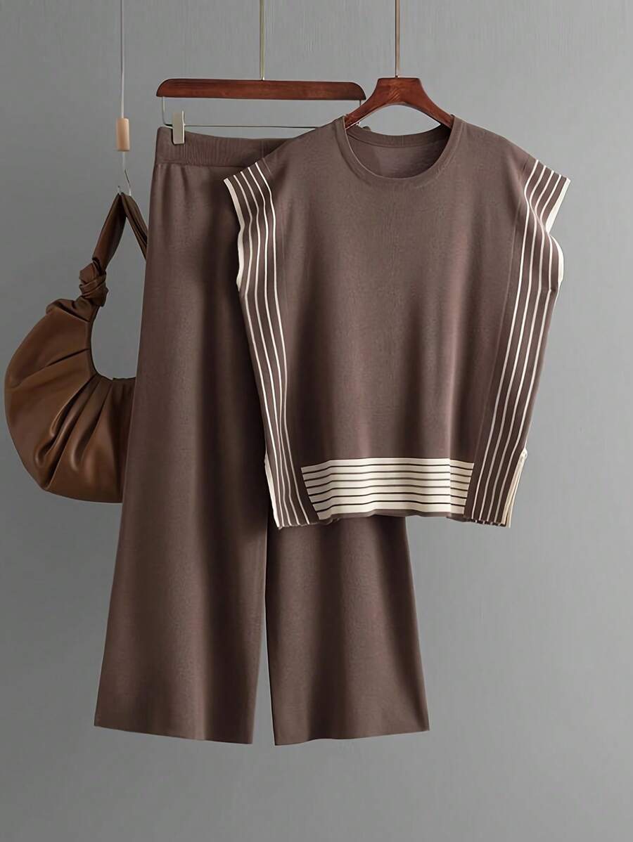 SHEIN Women Solid Color Sleeveless Top & Long Pants Summer Fashion Set