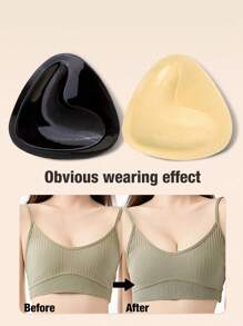 SHEIN 2 Pairs V-Shaped Self-Adhesive Bra Pads, Thickened Padded Push-Up And Cleavage Enhancement For Small Bust - Multicolor - View 3