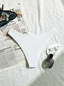 Swim Mod Women Solid Color Bikini Bottom With Starfish Side Decor, Elegant Beach