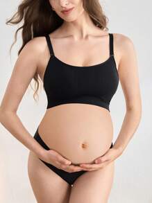 Áo ngực cho con bú không đường may dành cho bà bầu, hút sữa, nâng ngực, đồ lót bầu Bralette - màu đen - Xem 3