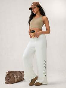 Hanevo Solid Color Hollow Shoulder Round Neck Summer Cropped Yoga Tank Top Bra Style Sportwear For Daily Wear - White - View 4
