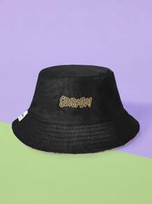 SCOOBY-DOO X SHEIN Reversible Cartoon Car & Floral Pattern Cute Bucket Hat - Black - View 2
