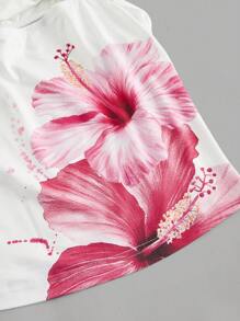 SHEIN MOD 浪漫梦幻白色花卉印花结露肩 T 恤 - 非常适合约会、节日、度假、波西米亚风格、生日和节日穿着、女士海滩